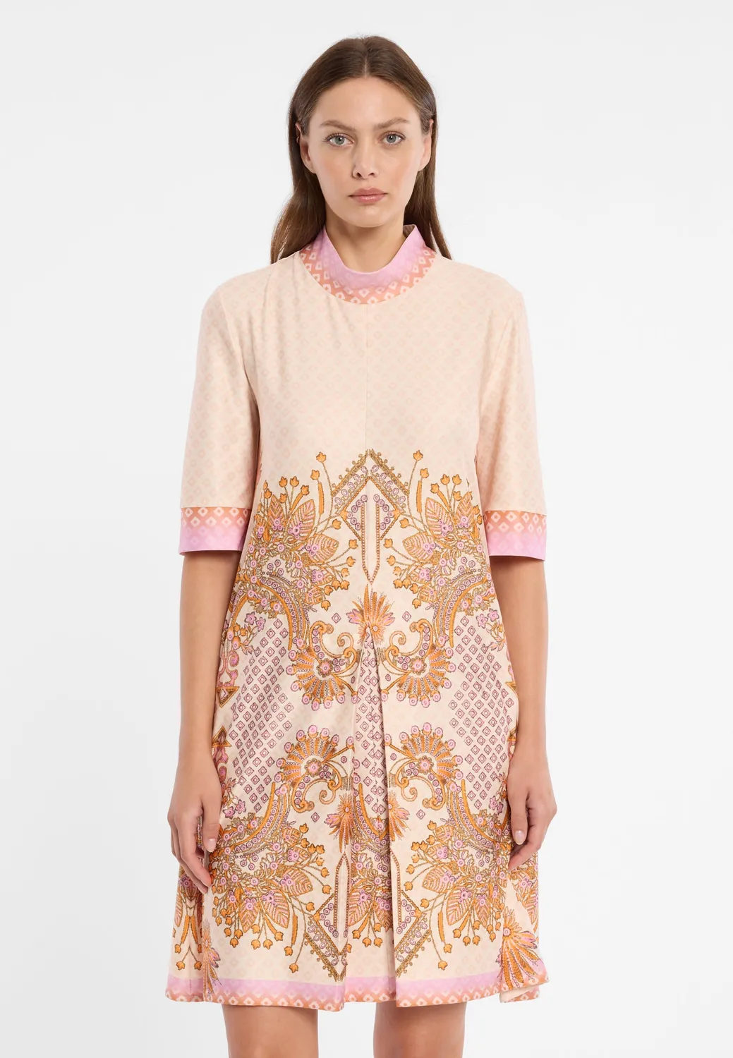 Ana Alcazar Dorali abito corto beige fantasia ocra
