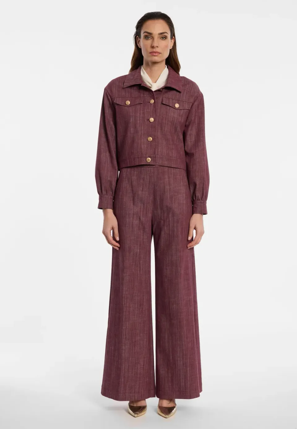 Ana Alcazar Enlisary giacca jeans corta bordeaux