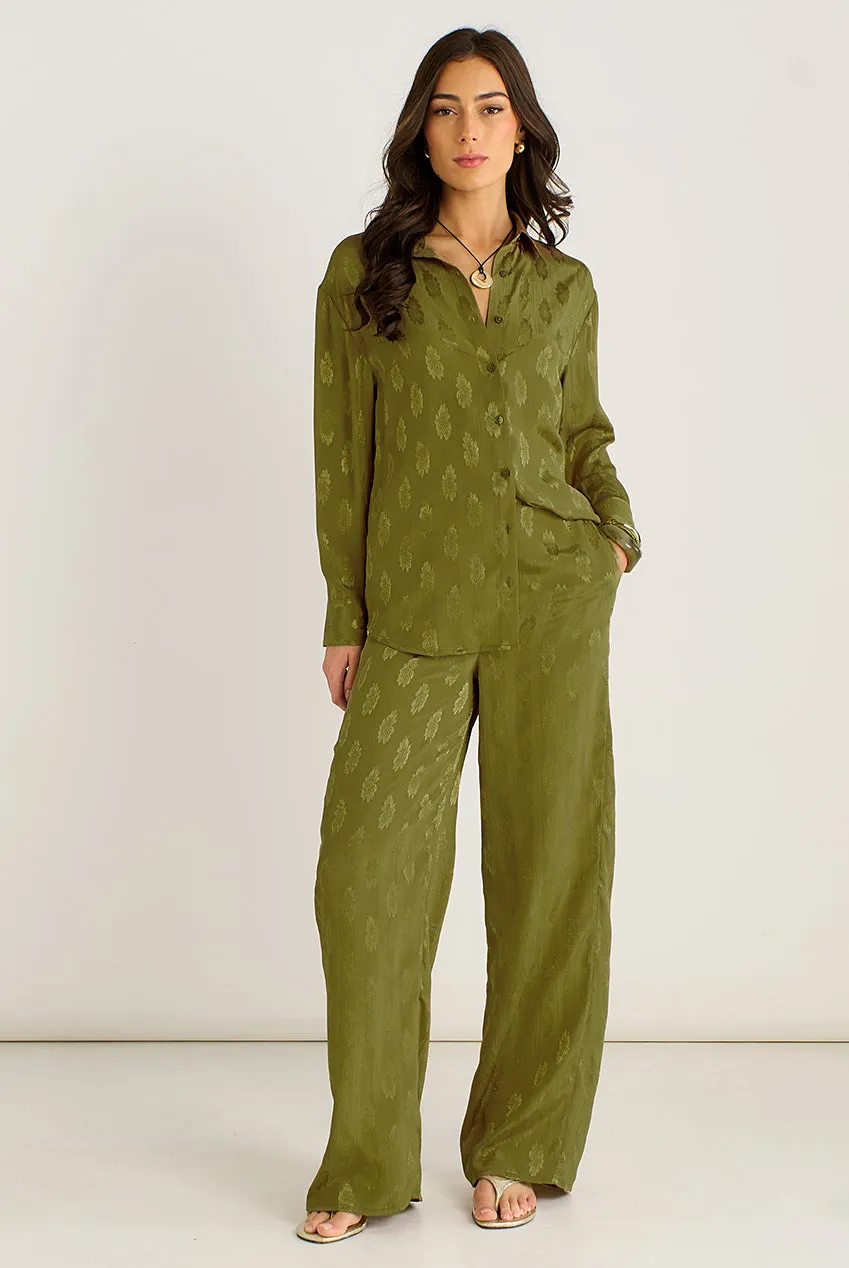 Gini London GL2186B camicia satin kaki fantasia floreale