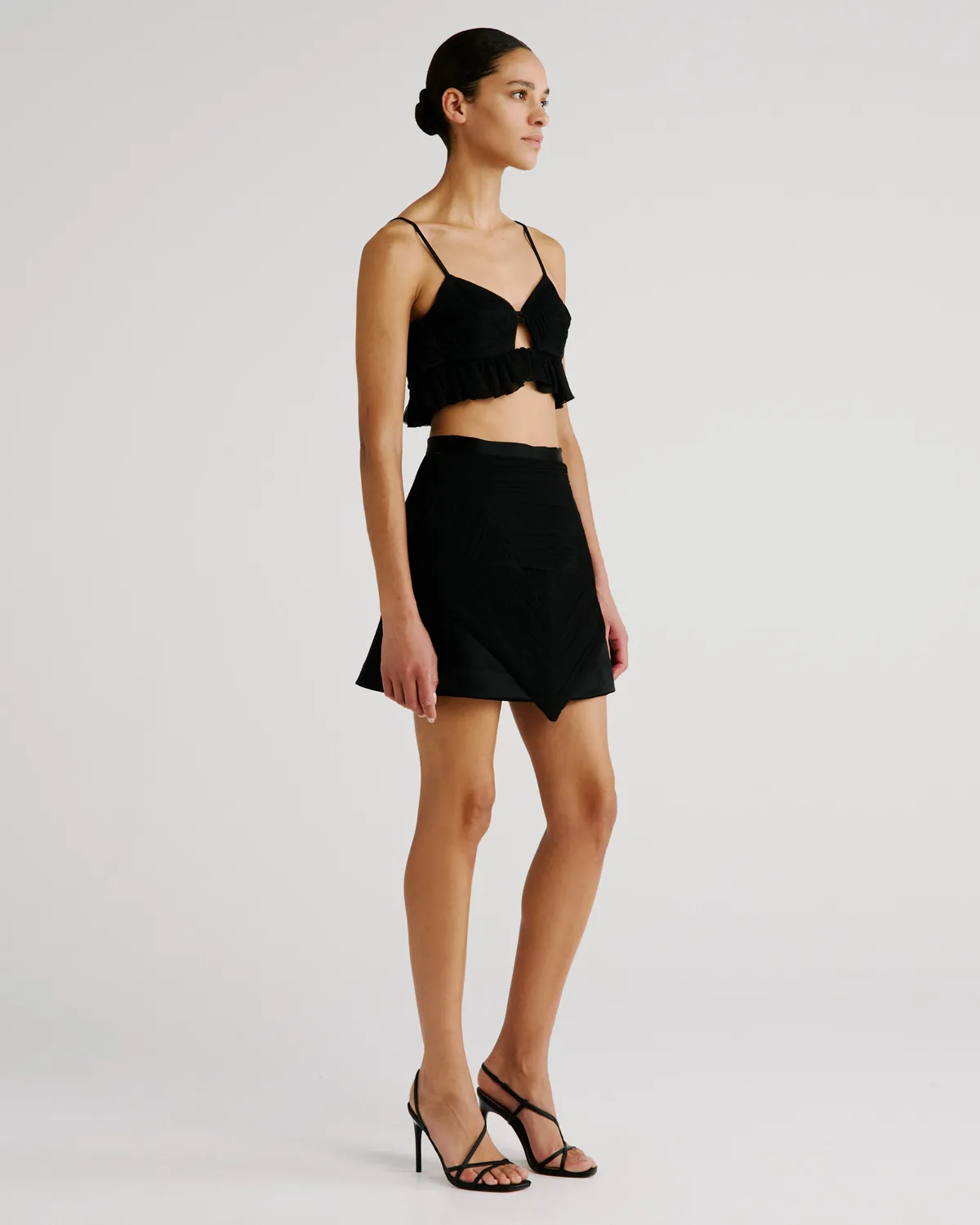 Violante Nessi Costes top seta drappeggiato nero