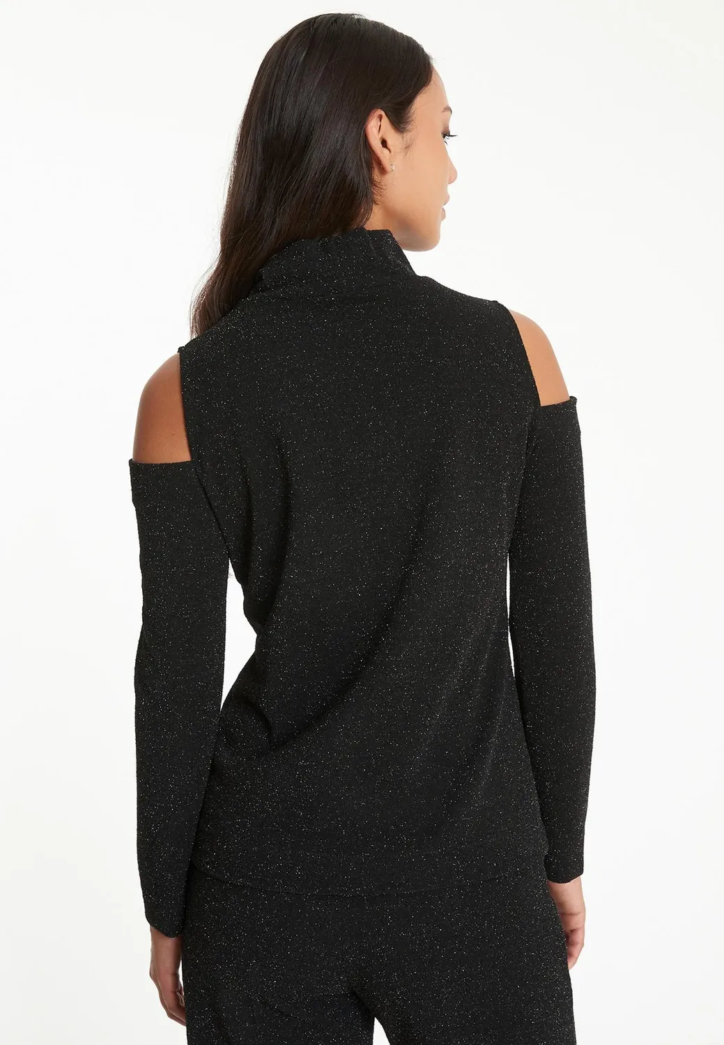 Ana Alcazar Tarosa top lurex nero cut-out