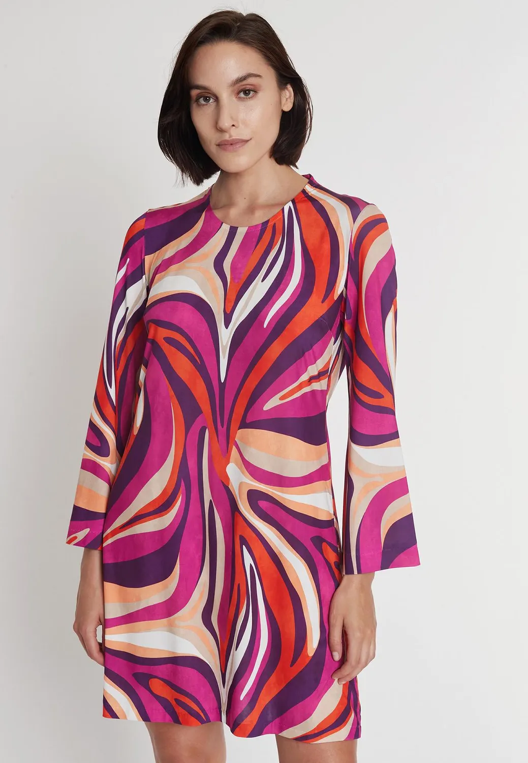 Ana Alcazar Prila abito tunica jersey fantasia fucsia