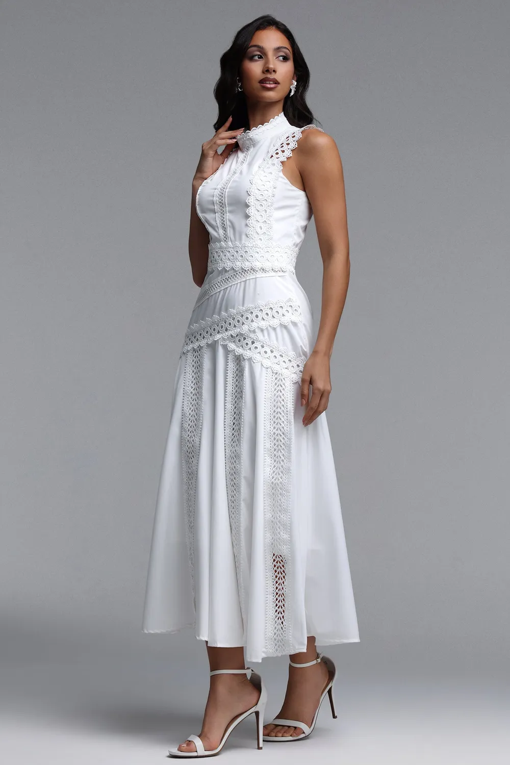 Bella Barnett Inez Resort abito maxi bianco smanicato