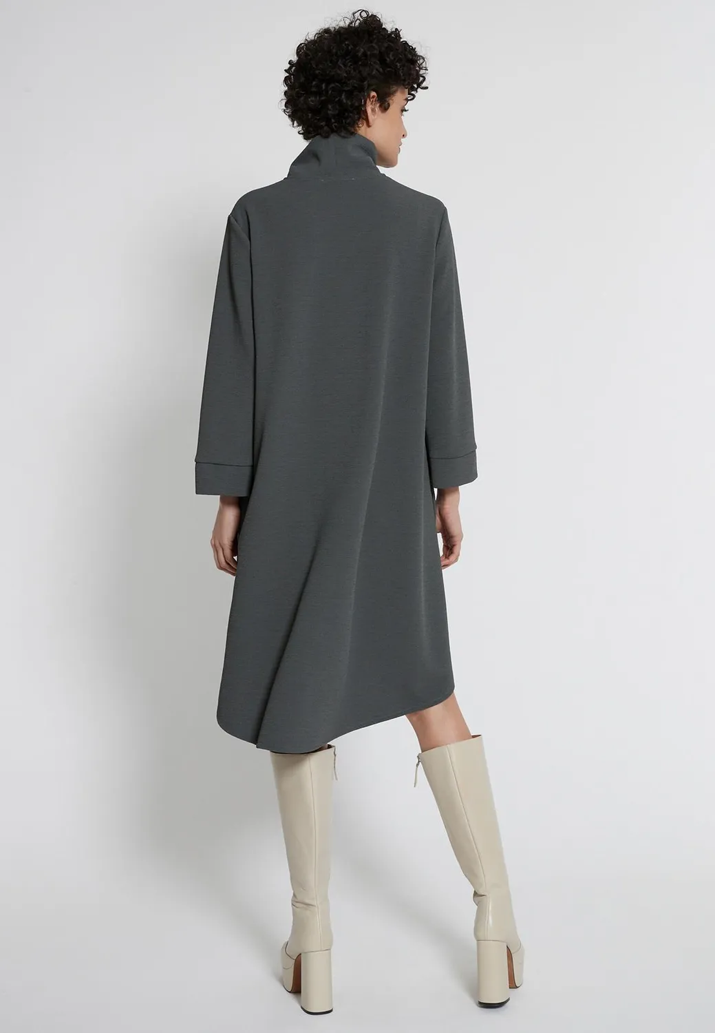 Ana Alcazar Morty abito grigio collo alto tasche