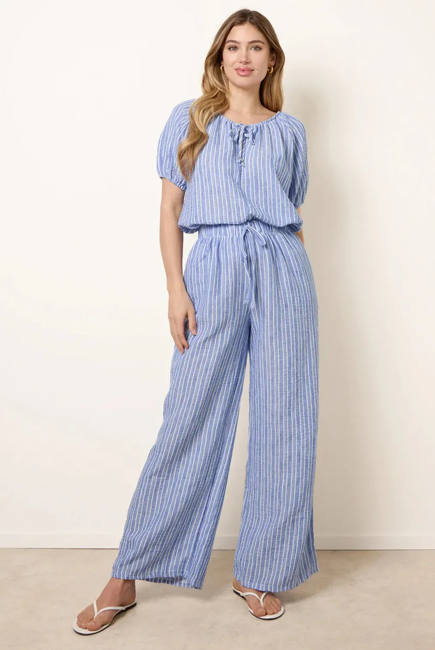 Blue Vanilla Tie Front blusa righe denim blue M nodo