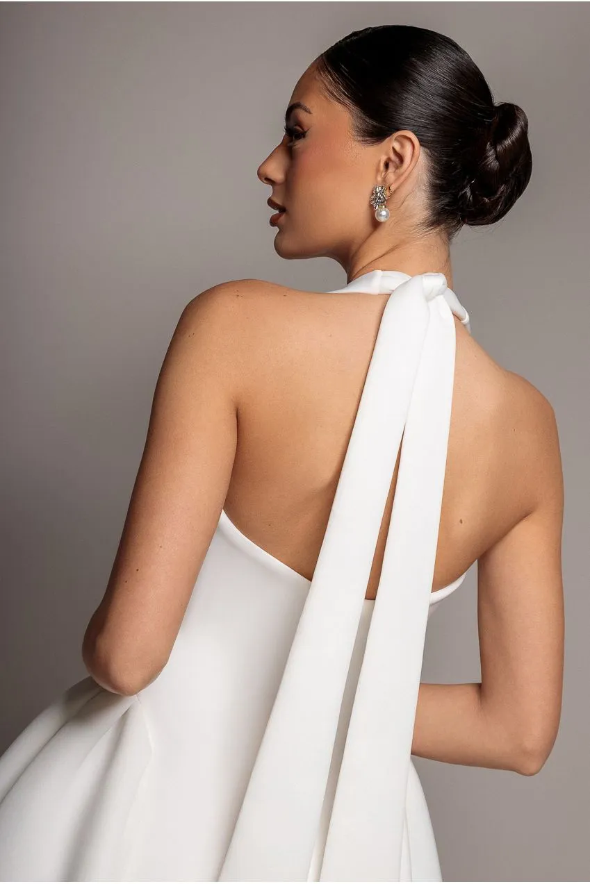 Goddiva DR5107 Abito Midi Corsetto Bianco Halter