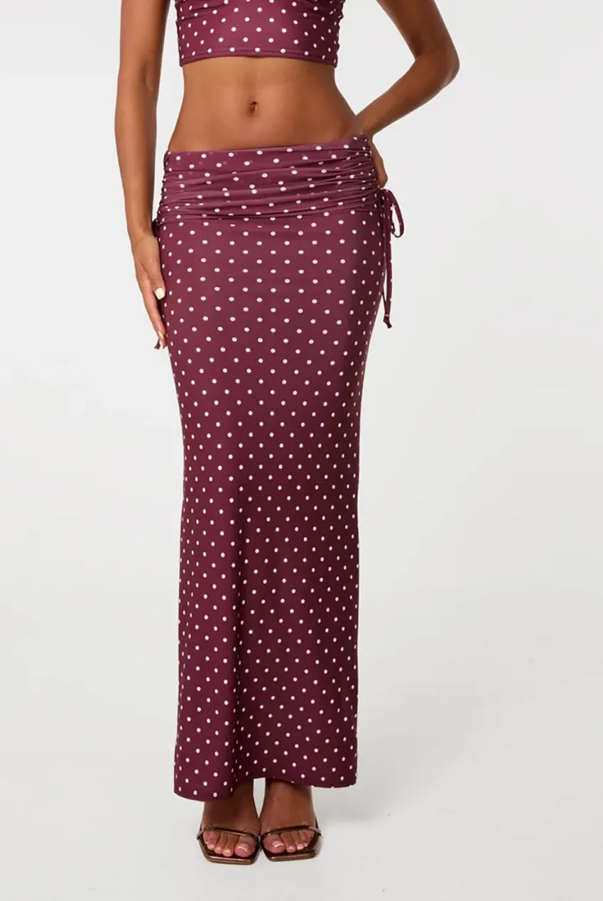 Pink Vanilla Polka Dot gonna maxi bordeaux pois