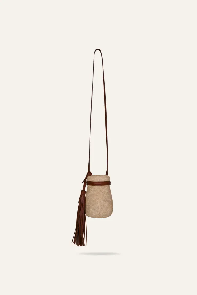 Johanna Ortiz The Provider Mochila borsa paglia ecru tracolla