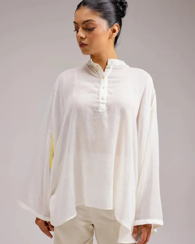 Our Dve Saanjh Soft Chanderi camicia beige