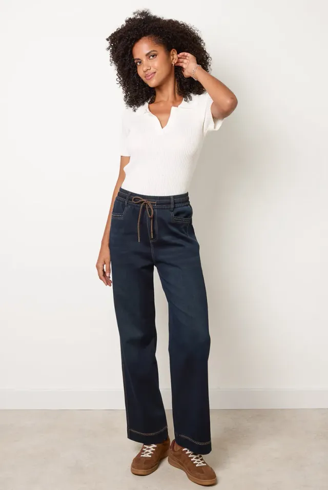 Blue Vanilla jeans palazzo indaco vita elastica L