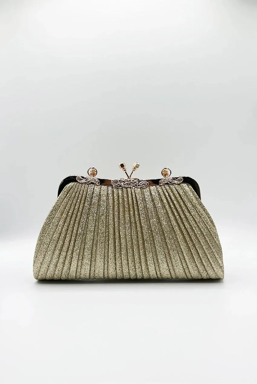 SVNX Glitter pochette oro metallizzata catena