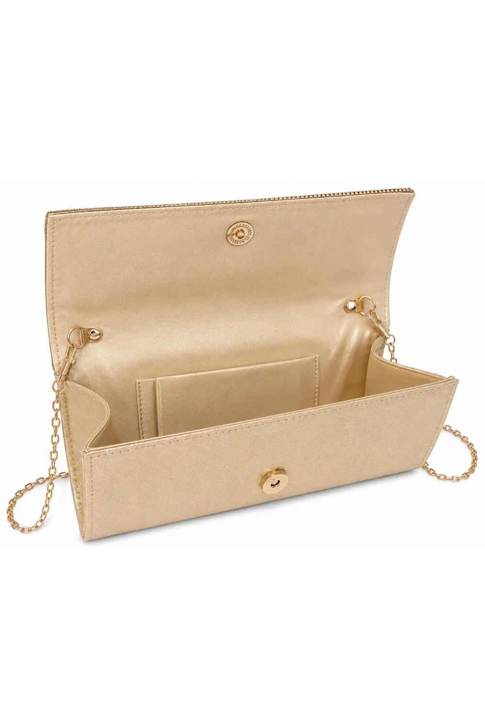 Double Second Rhinestone pochette oro strass catena