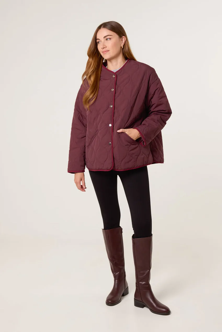 Blue Vanilla Button Front Giacca Trapuntata Vino