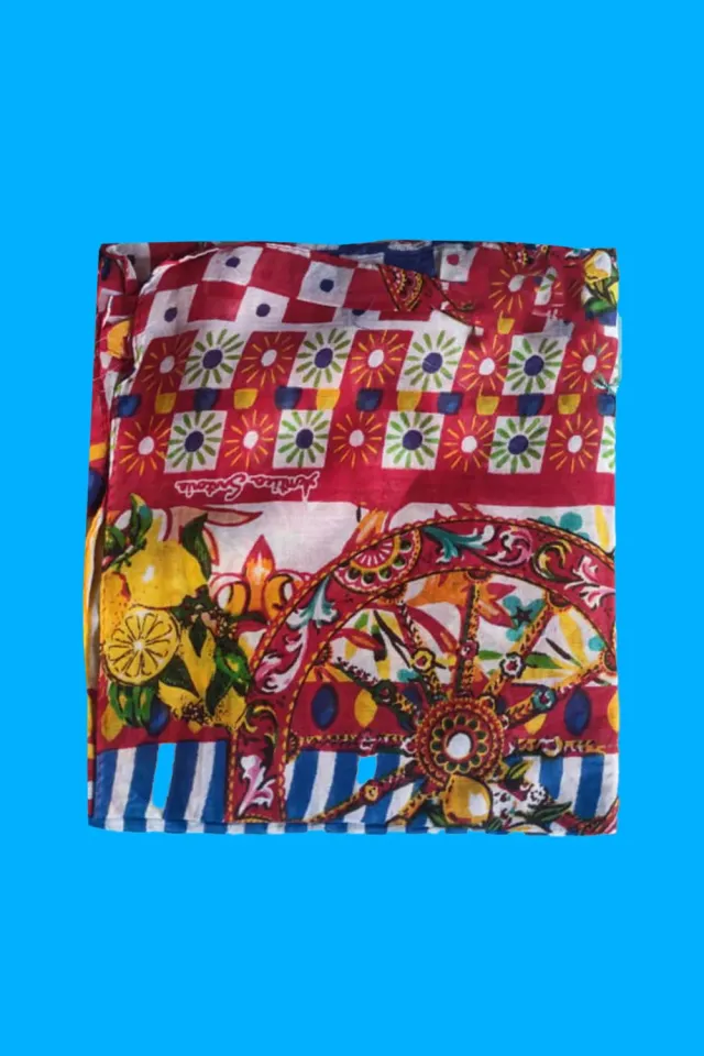 Antica Sartoria Sicilia DV1768 foulard cotone rosso fantasia taglia unica