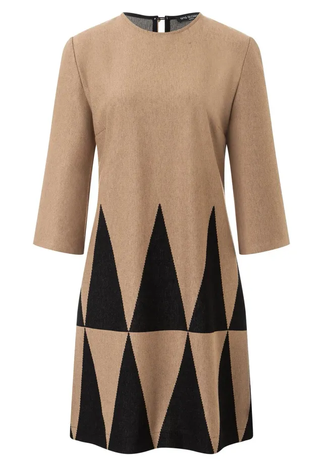 Ana Alcazar Mila abito linea A fantasia nero beige