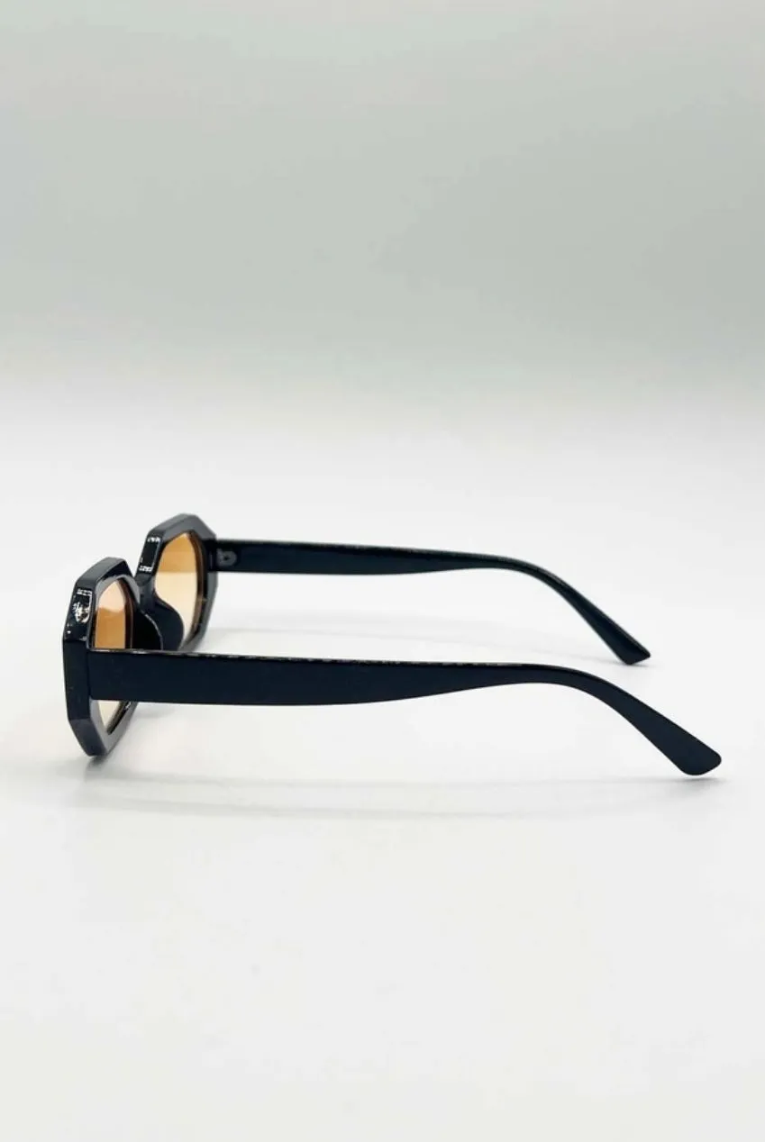 SVNX Oval Geometric occhiali sole nero arancione unisex