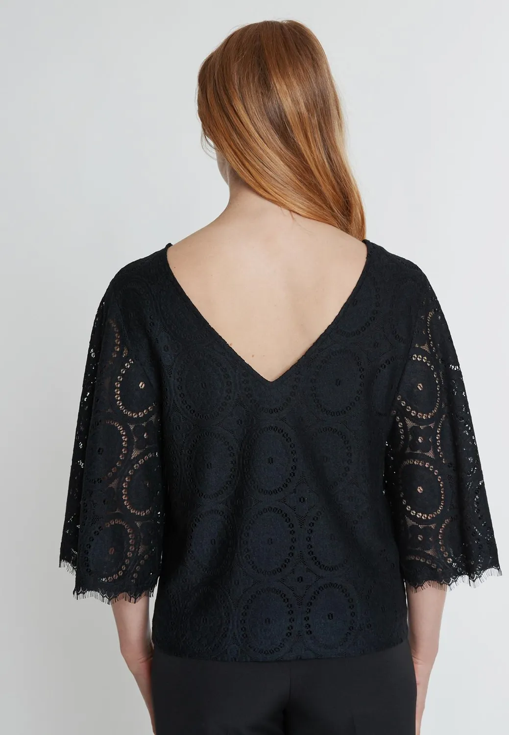 Ana Alcazar Kabola top pizzo floreale scollo V