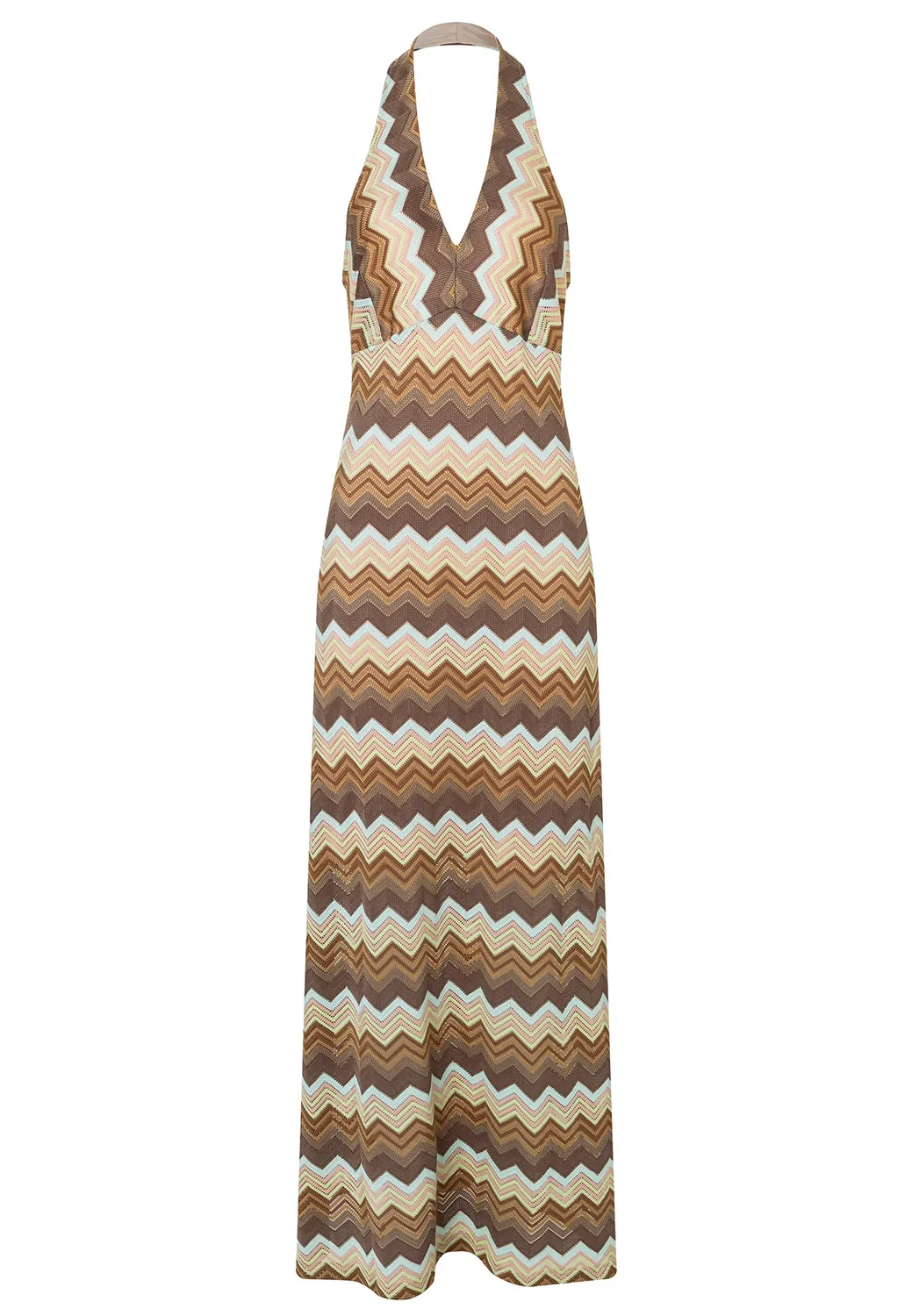 Ana Alcazar Disae abito maxi halterneck marrone