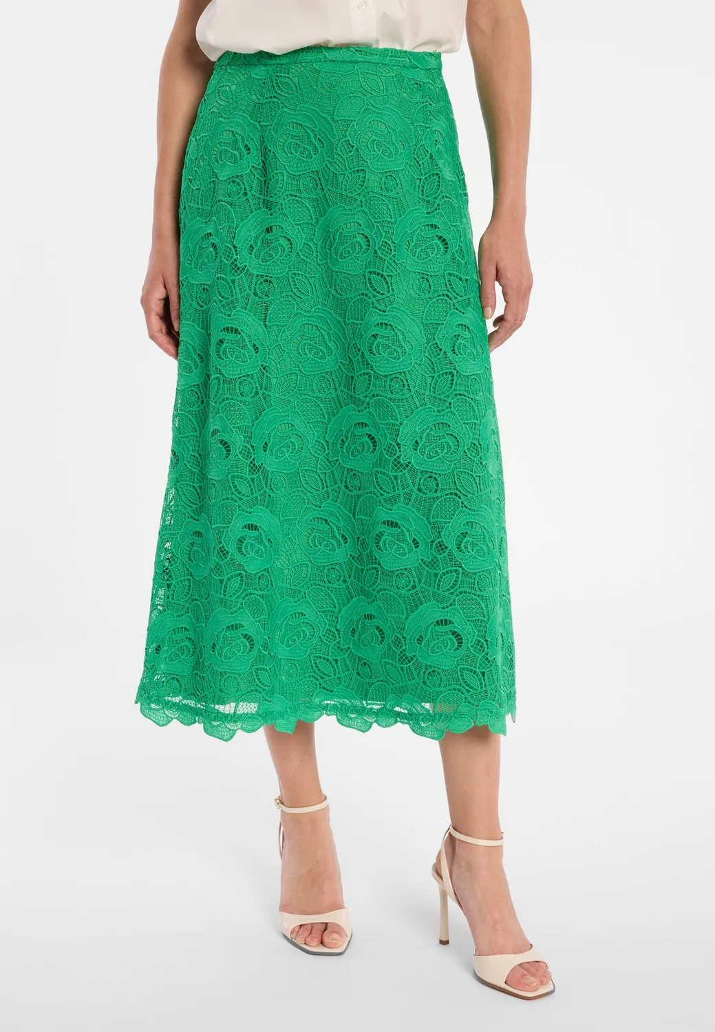 Ana Alcazar Dorni gonna midi pizzo verde