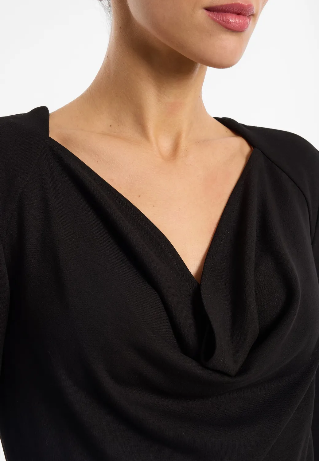 Ana Alcazar Emirae top scollo cascata nero