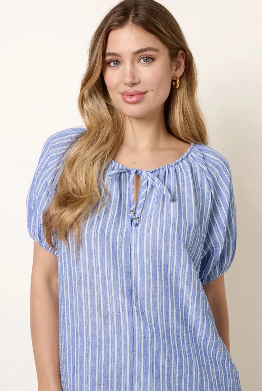 Blue Vanilla Tie Front blusa righe denim blue M nodo