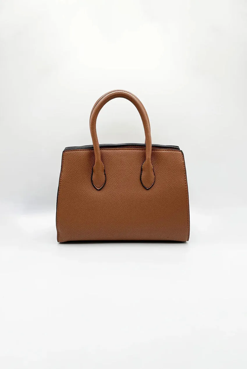 SVNX HB364906 borsa bauletto marrone effetto testurizzato