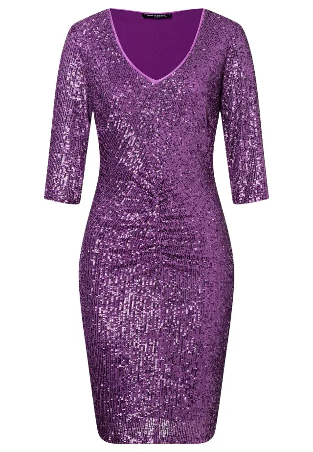 Ana Alcazar Salmy abito paillettes viola scollo V