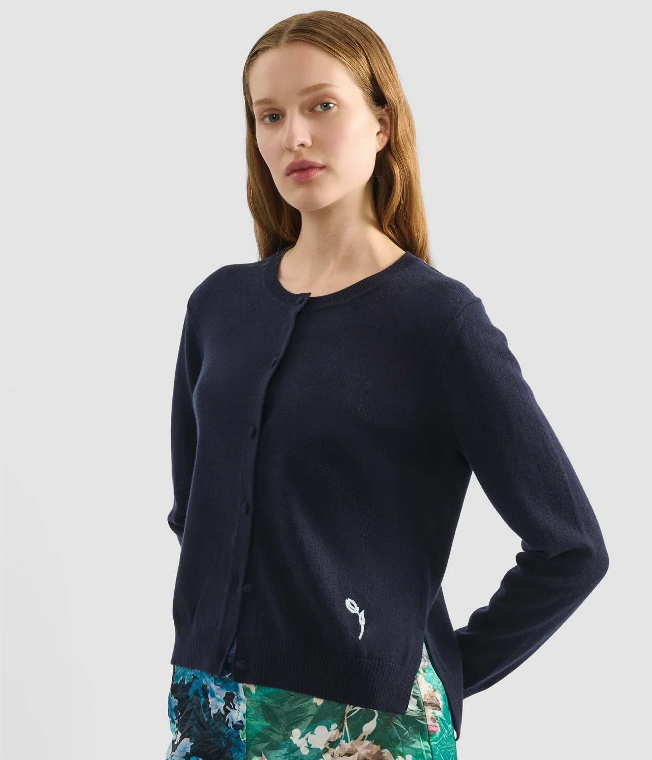 Erdem Cashmere Crew Neck Cardigan cardigan cashmere navy