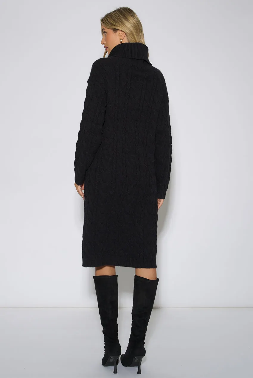 Gini London High Neck abito midi nero knit