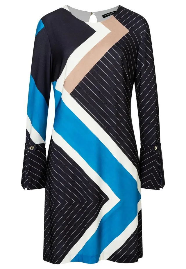 Ana Alcazar Sufana abito ufficio zigzag beige blu