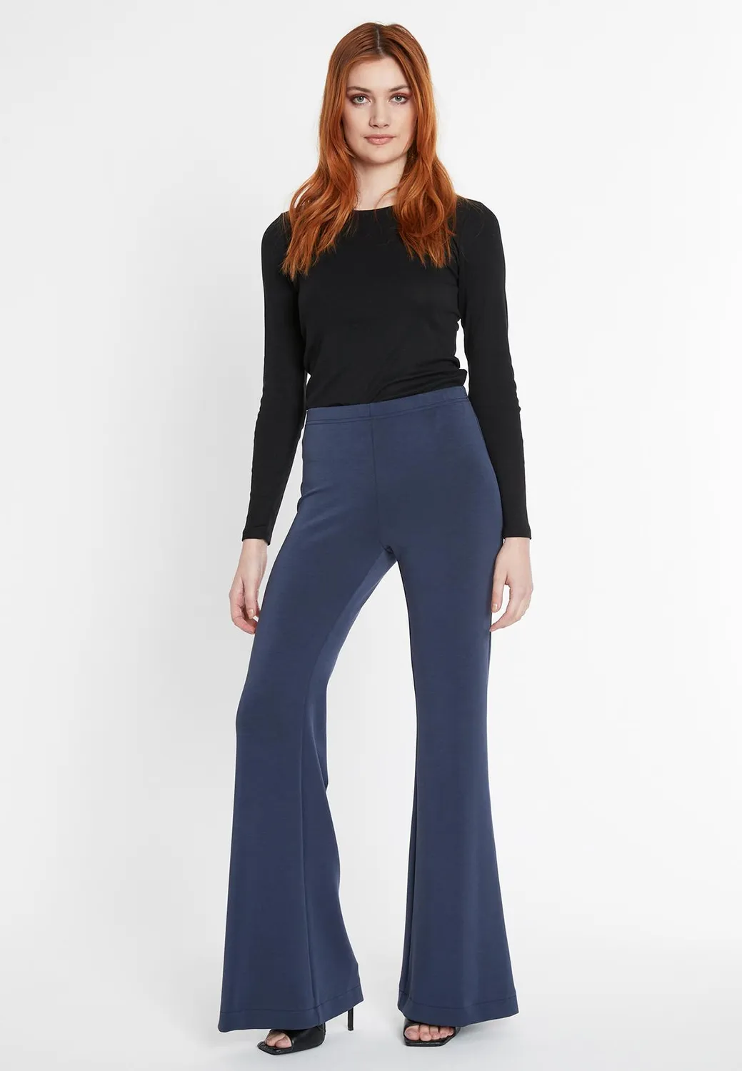 Ana Alcazar Segusa pantaloni flare jersey blu scuro
