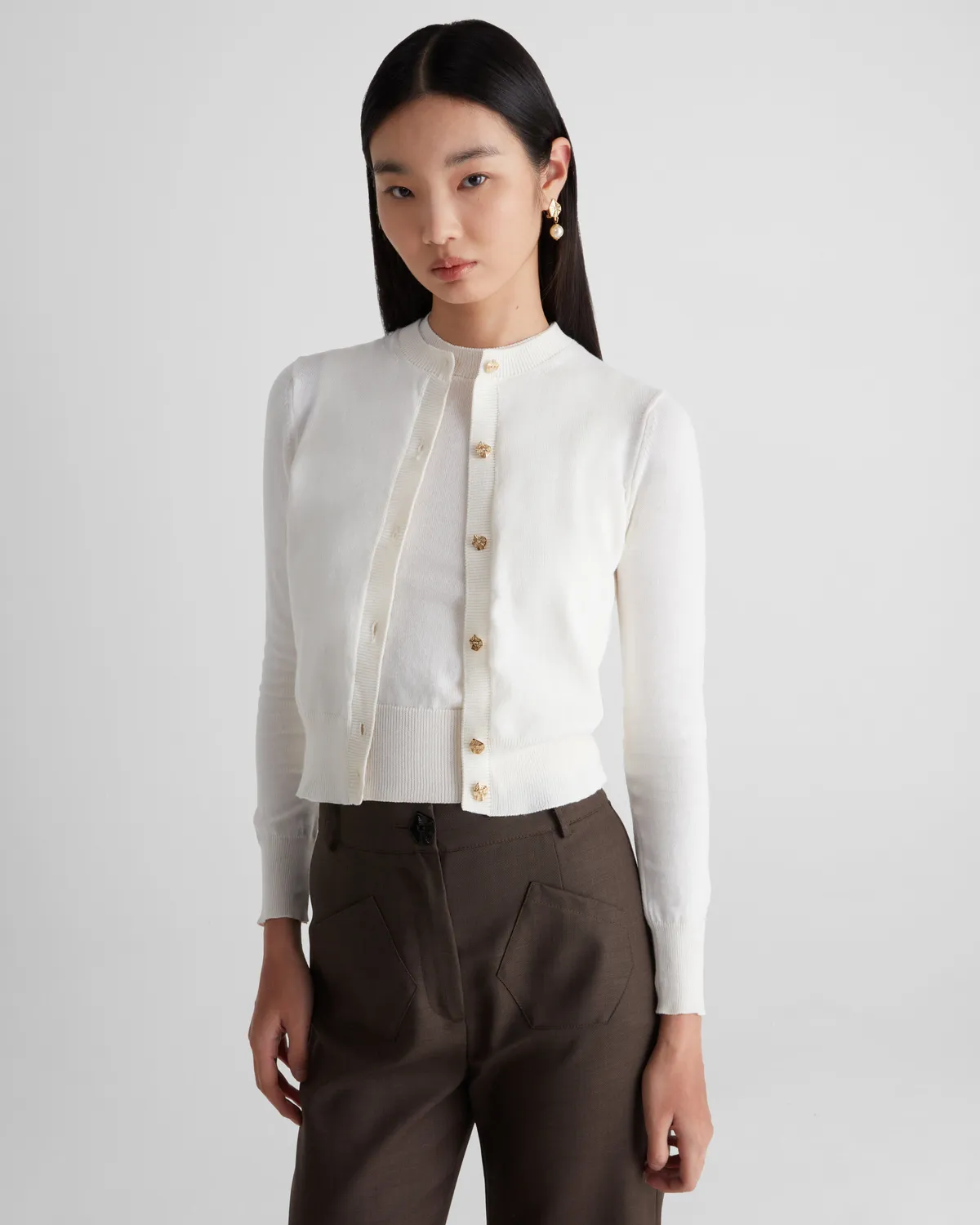 Violante Nessi Francis pantaloni marroni crêpe lana