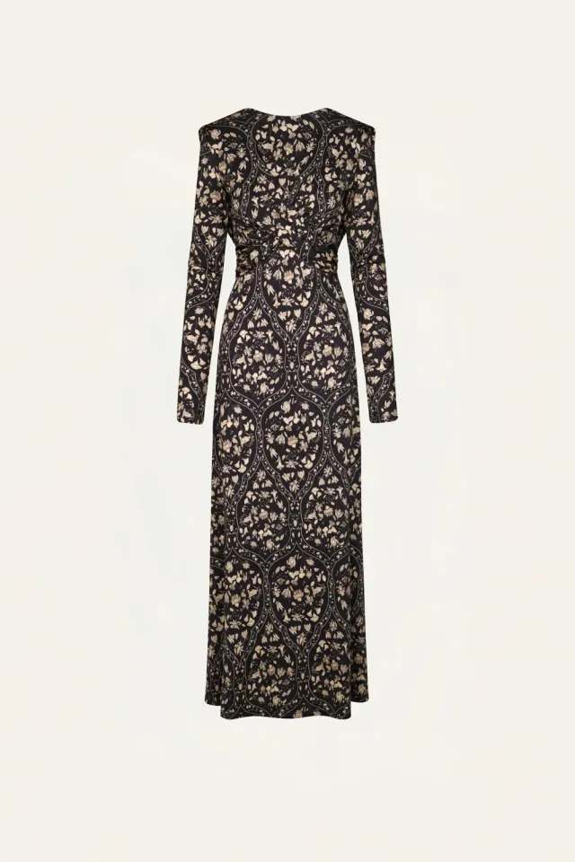 Johanna Ortiz Alma Playful Grace abito midi nero ecru jersey