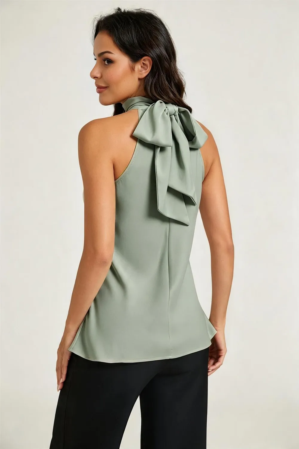 FS Collection Satin top salvia halter raso schiena