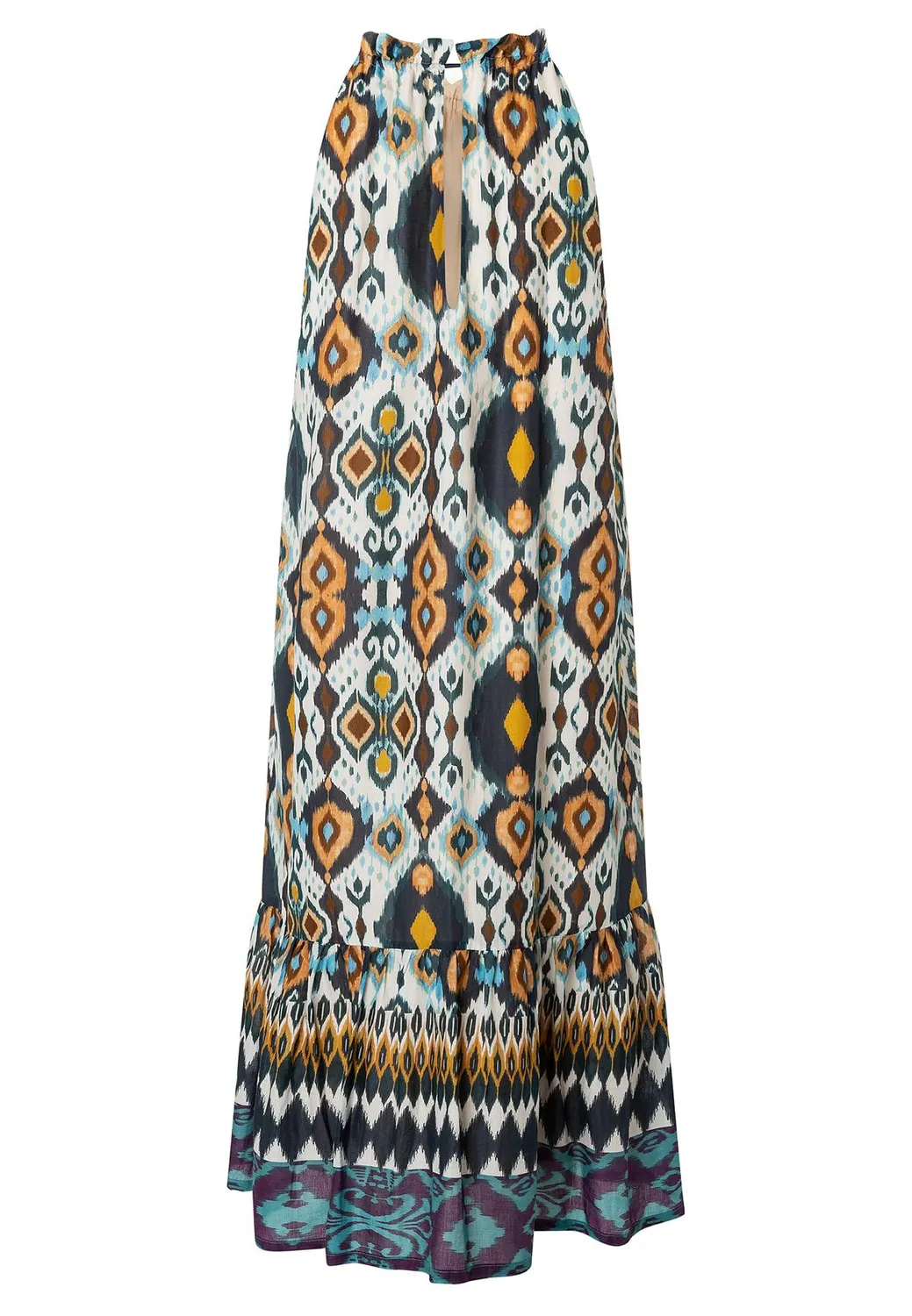 Ana Alcazar Kaini vestito neckholder midi blu giallo