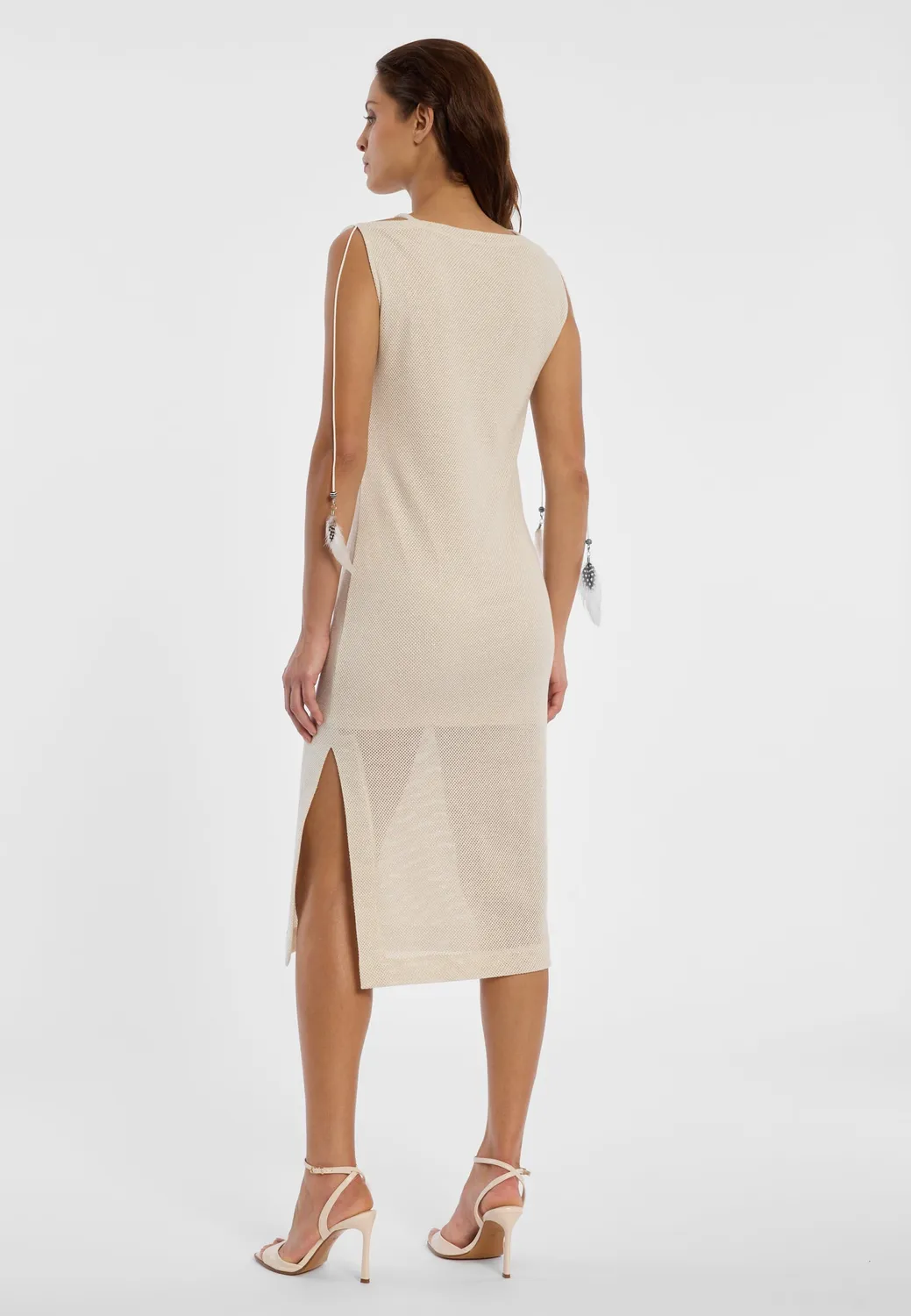 Ana Alcazar Danie abito midi crema maglia luminosa