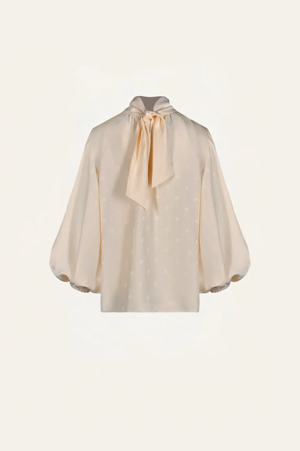 Johanna Ortiz Flying Sky Top camicetta seta ecru collo alto