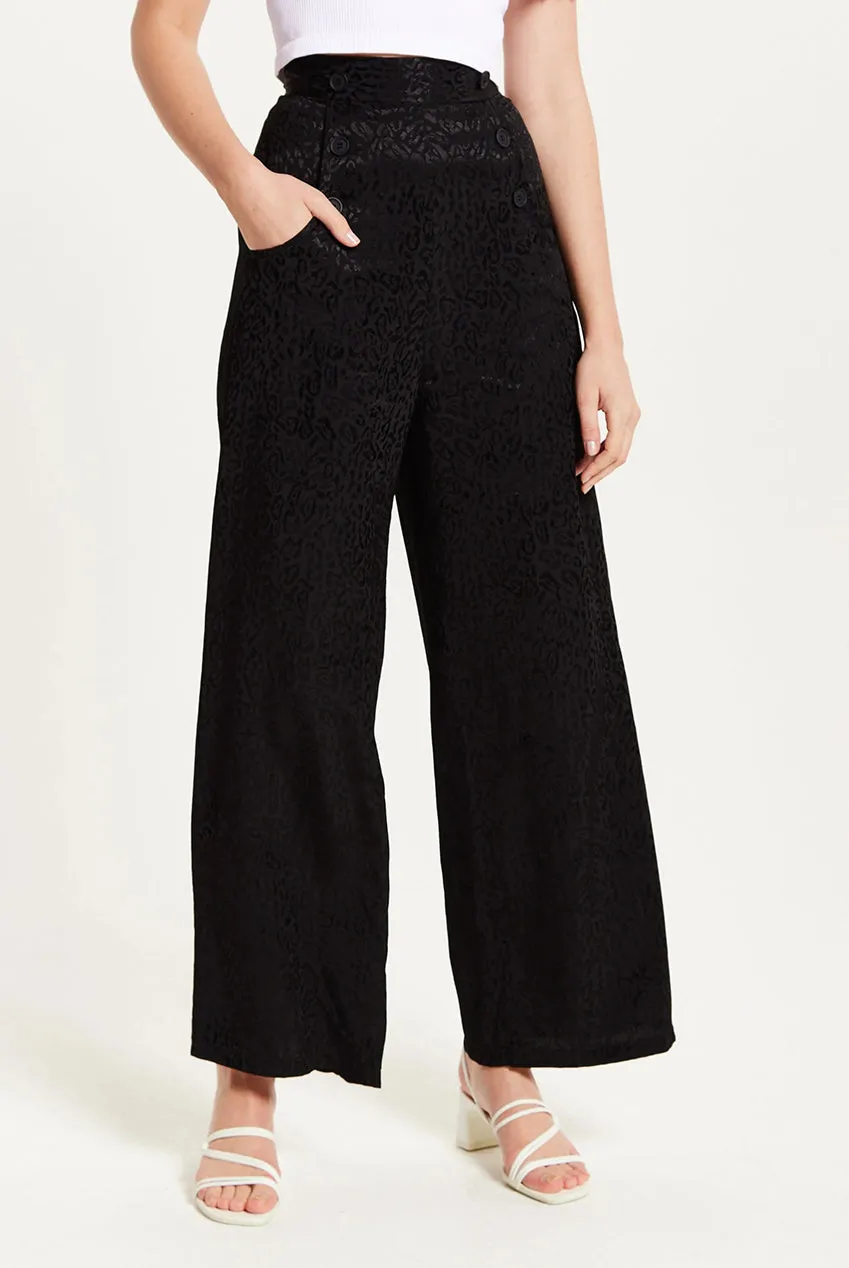 Liquorish High Waist Animal Print pantaloni neri fantasia