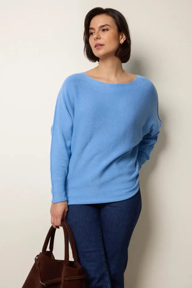 Blue Vanilla maglione girocollo denim blue morbido taglia unica