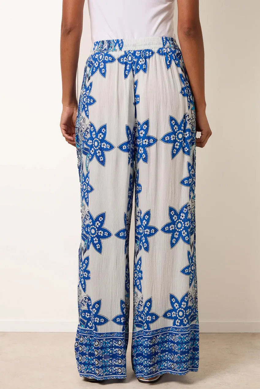 Blue Vanilla Wide Leg pantaloni blu fantasia floreale S