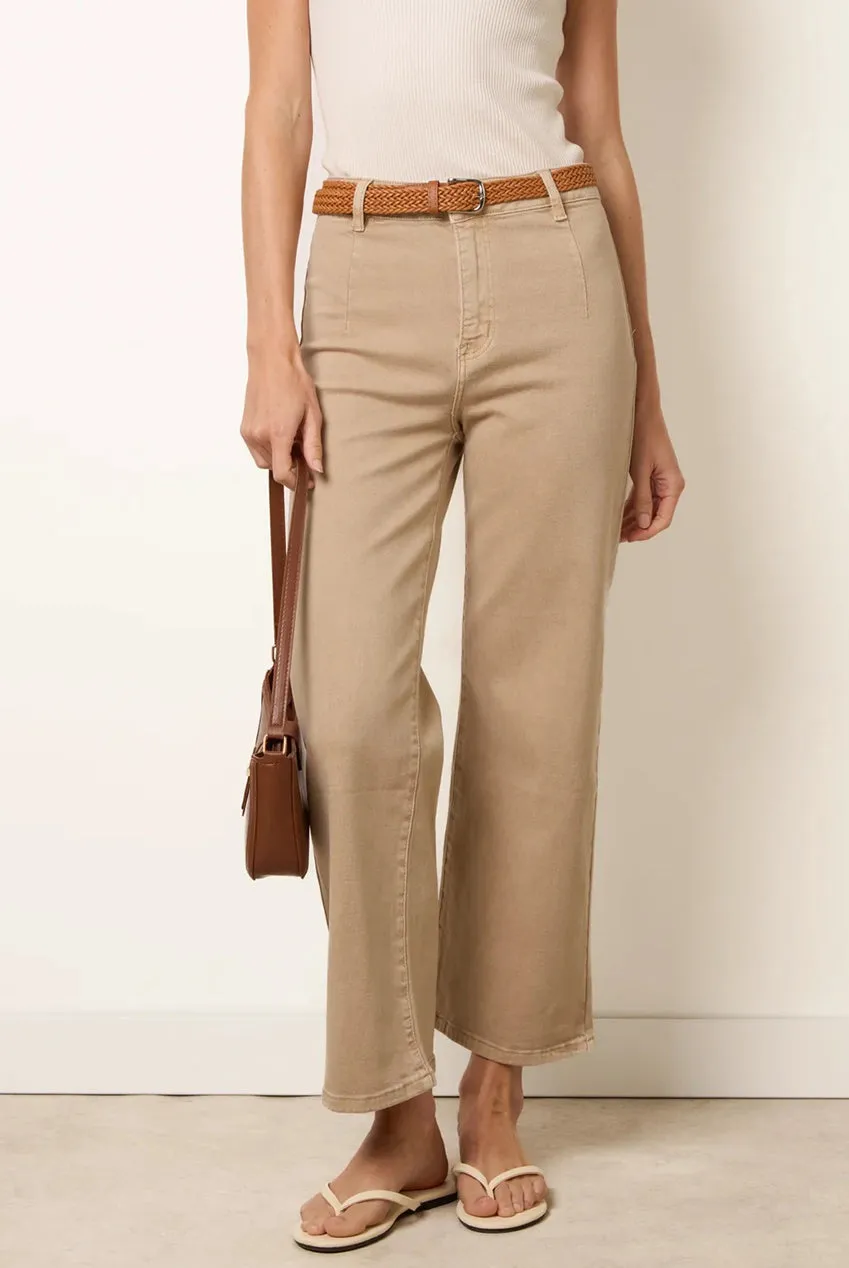 Blue Vanilla Triple Button Jeans Beige Vita Alta Svasati