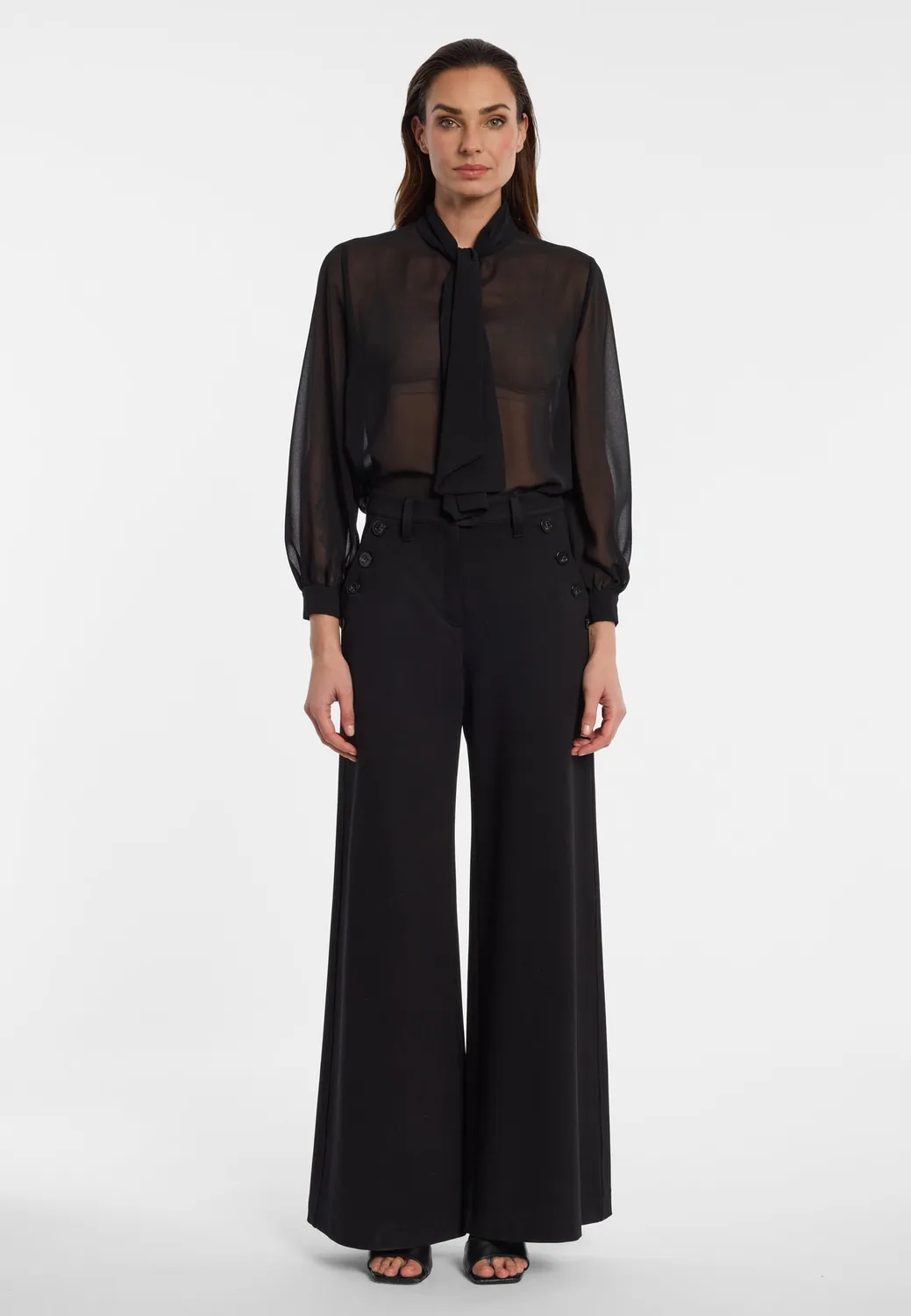 Ana Alcazar Elida pantaloni palazzo vita alta jersey