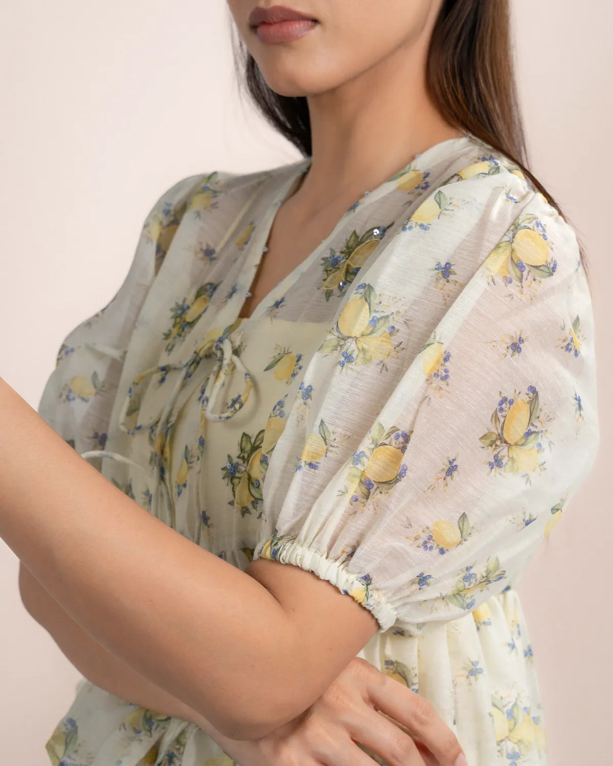Our Dve Noe Top top organza giallo limone 2 pezzi