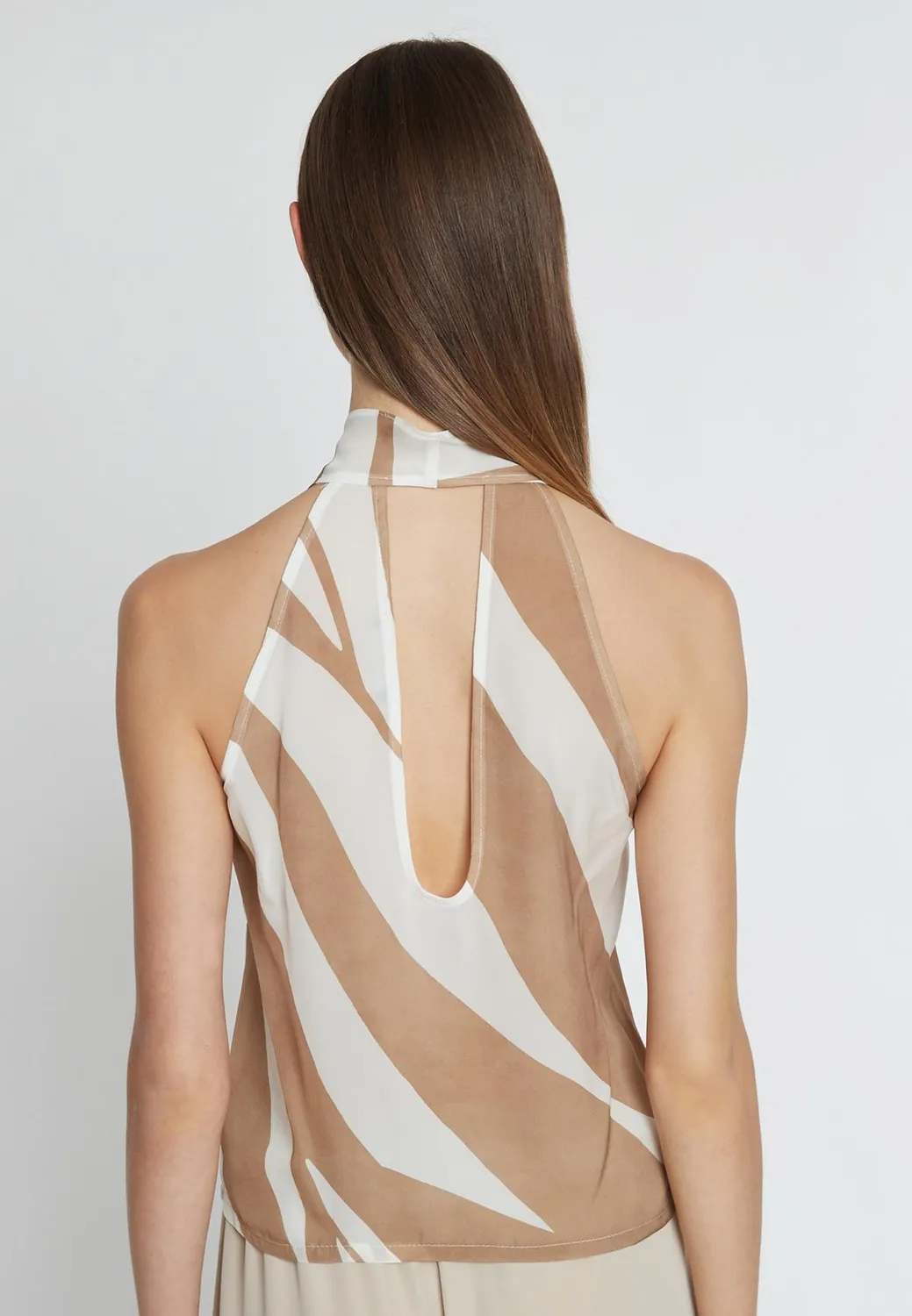 Ana Alcazar Rasty Top Smanicato Viscosa Zebra Beige
