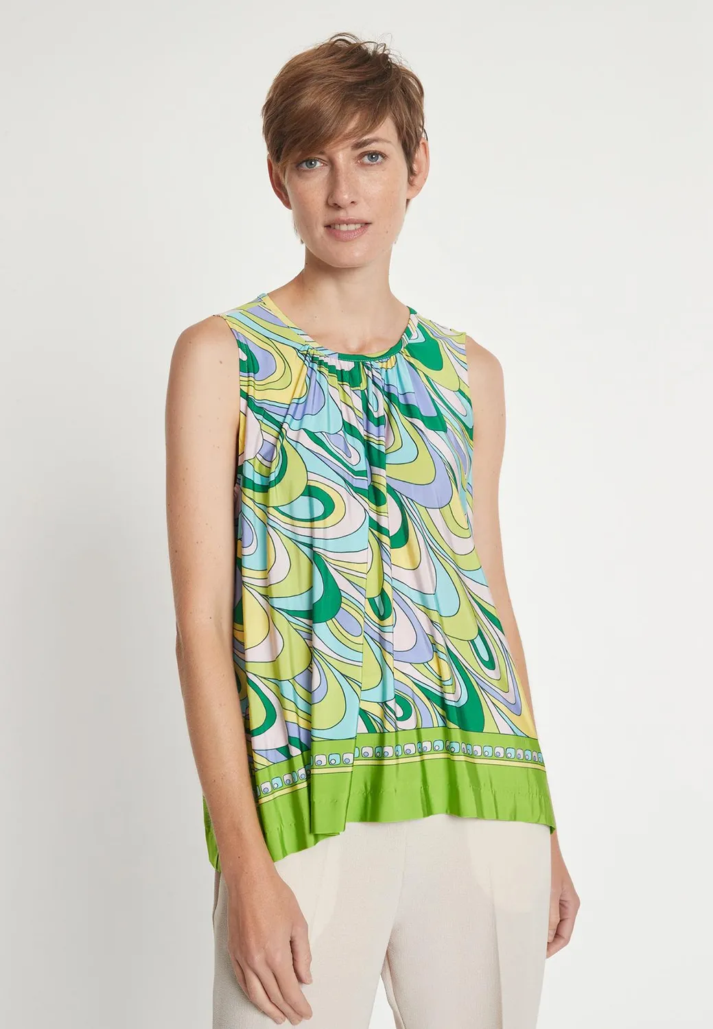 Ana Alcazar Lossy Top Stampa Retro Verde