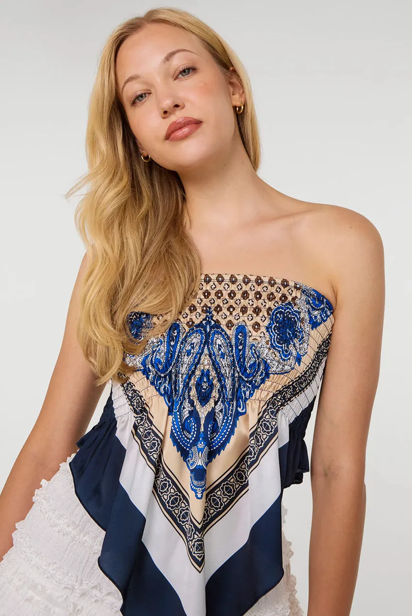 Pink Vanilla Paisley Bandeau Top bandana blu navy taglia unica