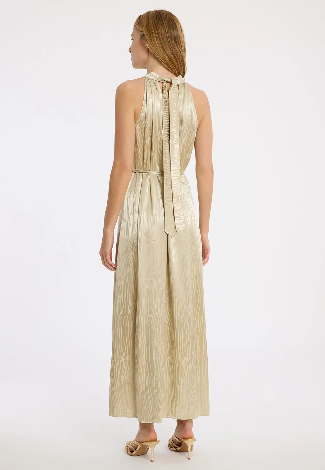 Ana Alcazar Zartea abito lungo satin oro