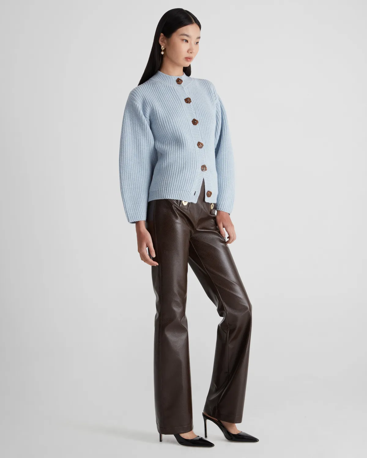 Violante Nessi Mario cardigan azzurro lana merino Cashwool