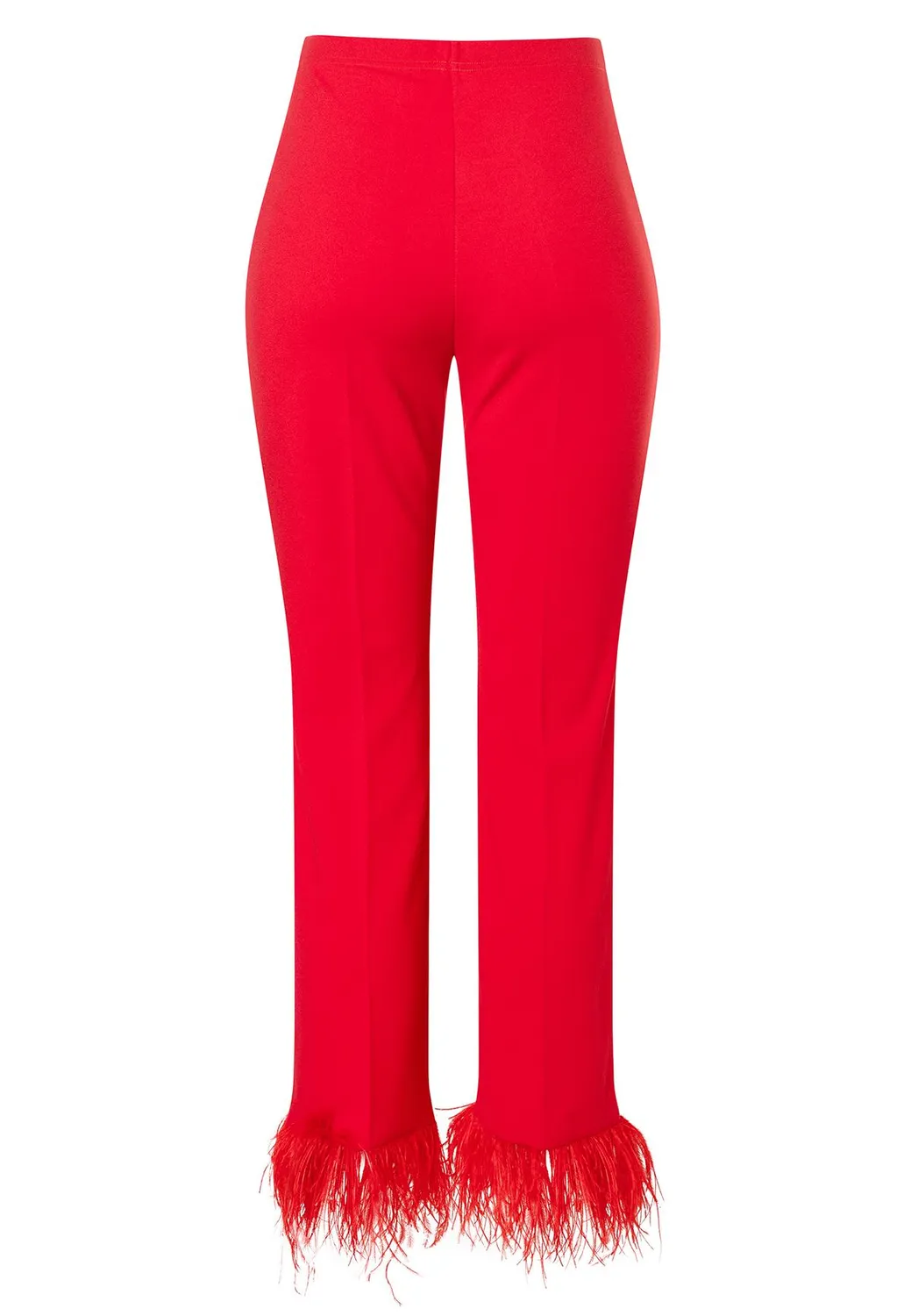 Ana Alcazar Okina pantaloni cropped rossi con piume