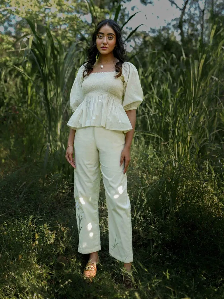 Our Dve Erelah Set Coordinato Beige Cotone Ricamo